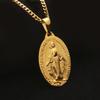 Stainless Steel Necklace Punk Women Men Fashion Gold Color Chains Virgin Mary Pendant Cross Medallion Religious Jewelry