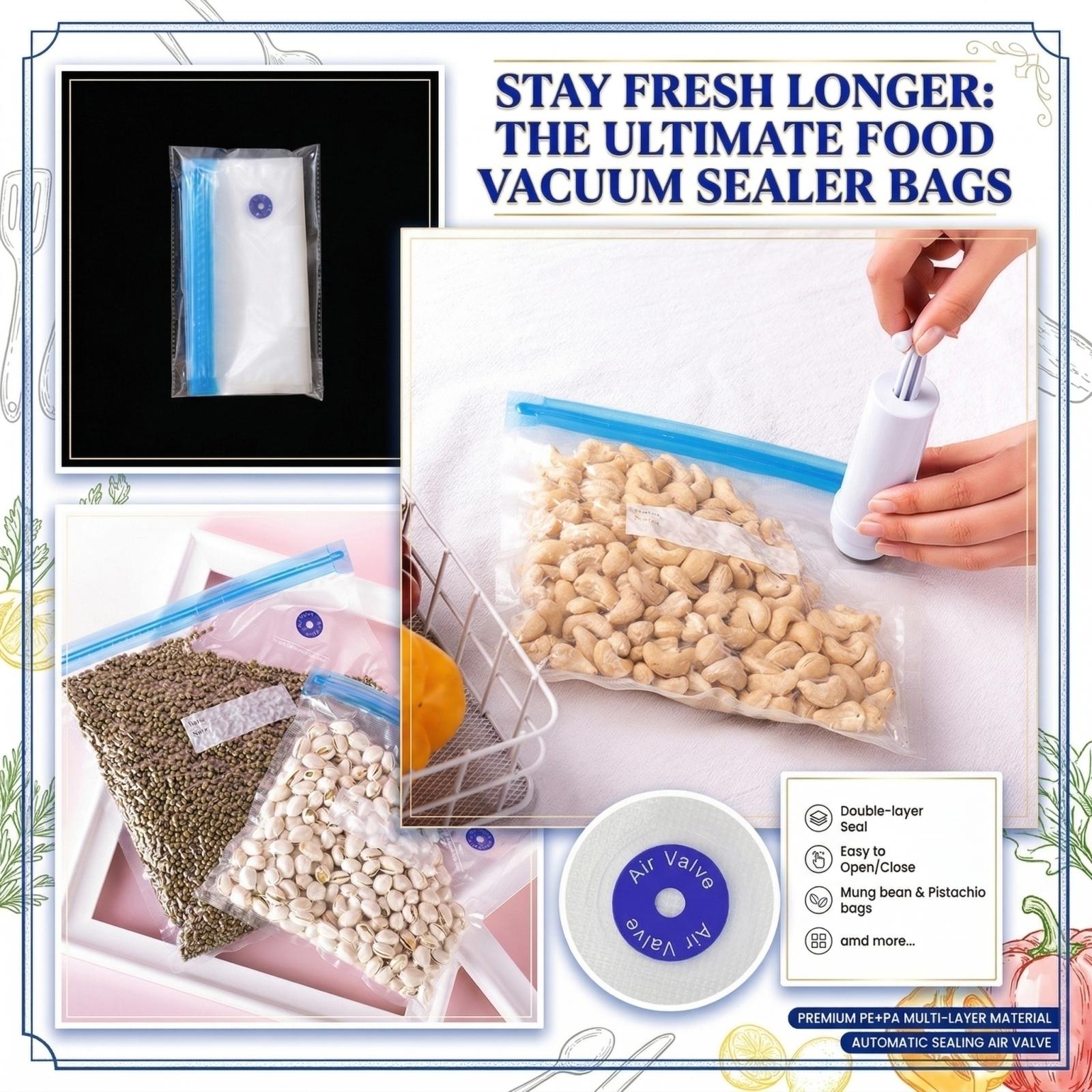 Textured Vacuum Sealer Bags Food Vacuum Compression Bags Airtight Storage Bags for Food one size белый