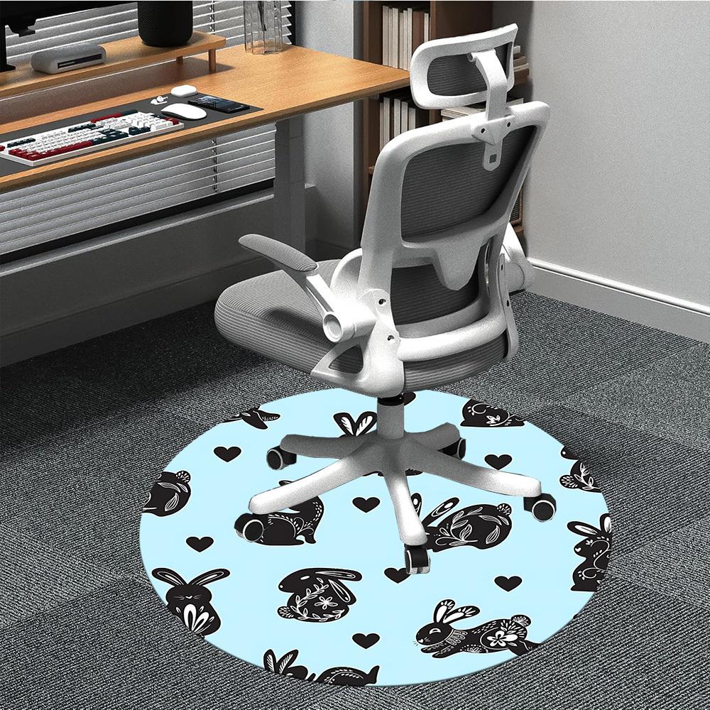 

1pc Rabbit Pattern Office Round Rug, Carpet for Office, Gaming, Lightweight Round Floor Mat yy260208048 80cm by 80cm
