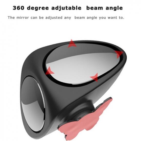 2in1 Car Blind Spot Mirror Wide Angle Mirror 360 Rotation Front Wheel Car Mirror Black left