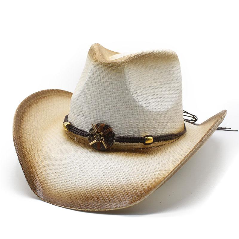 Spray Painted Cowboy Straw Hat Personalized Characteristic Hat Handmade Western Cowboy Hat Ethnic Sun Hat