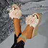 Women Wedges Sandals 2025 New Summer Women Slip On High-heeled Woman Shoes Comfortable Flower Outdoor Platform Sandals