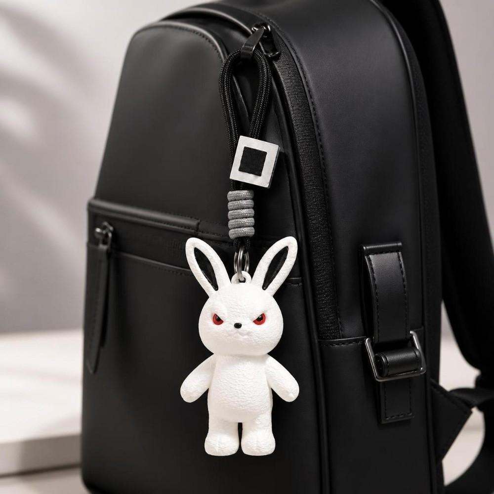 Lightweight Rabbit Keychain Soft Plush Doll Charm Evil Face Plush Keychain Handbag