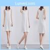 Elegante Canottiera Lunga da Donna Elasticizzata Senza Maniche T-shirt Bodycon Tunica Mini Abito