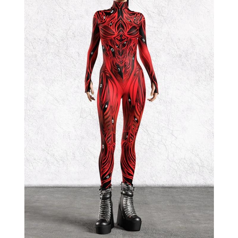 New Adult Art Irregular Line Jumpsuit Halloween Muscle Cosplay Zentai Suit Carnival Party Punk Sexy Bodysuit Aerial Yoga Catsuit