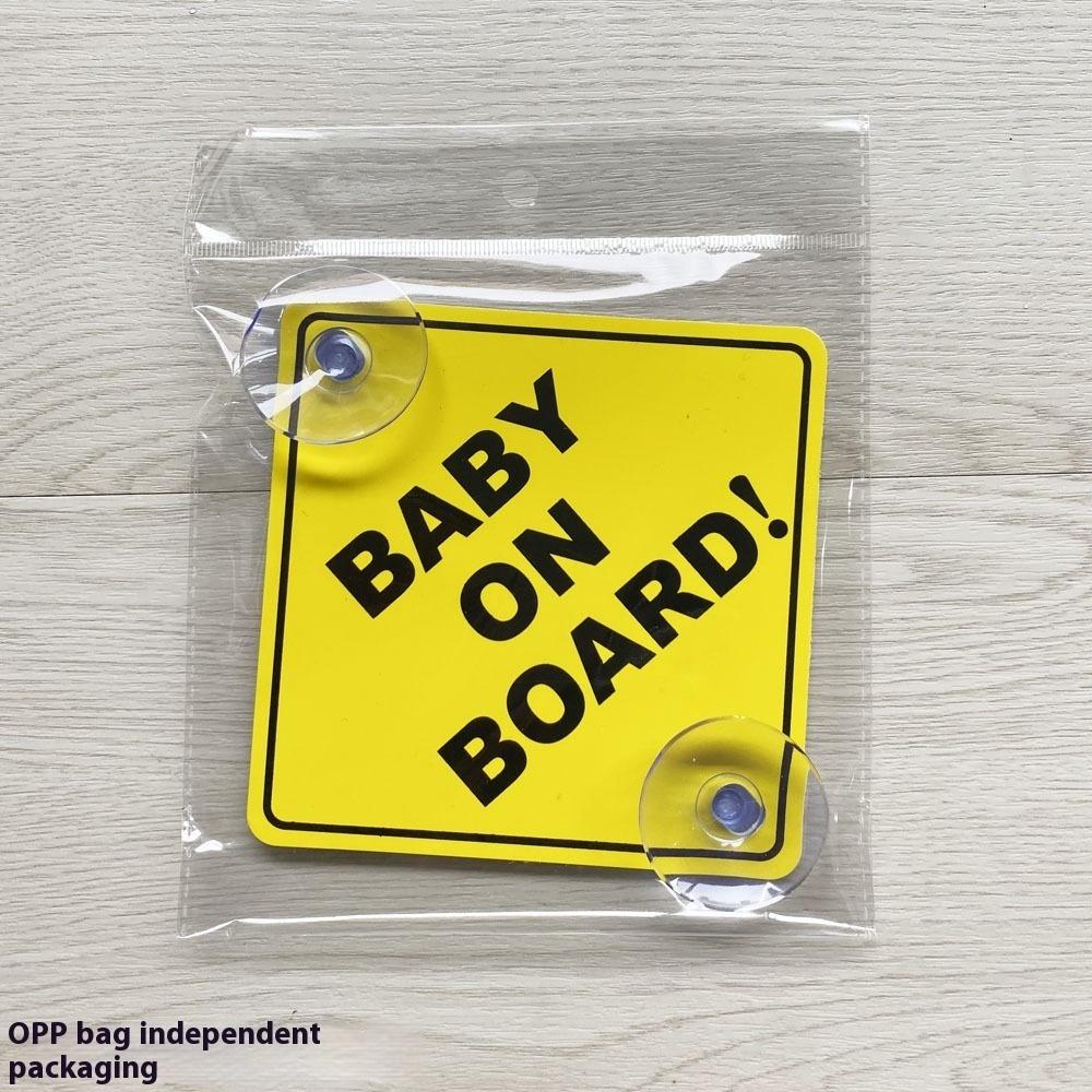 Double Suction Cup "BABY ON BOARD" Car Sticker with Warning Card Inside Baby Sign Safety Alert Decal for Vehicles