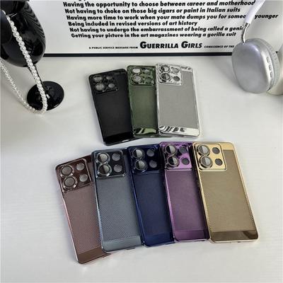 Full Cover Plating Grid Heat Dissipation PC Case With Lens Film For Xiaomi Poco X6 F6 F5 Pro Back Shell Protector