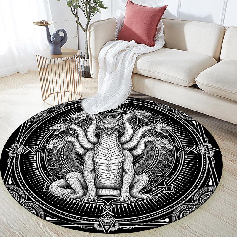 Black and White Monsters,Round Area Rug,Carpet Rug for Living Room Bedroom Sofa Playroom Decor,Non-slip Floor Mat