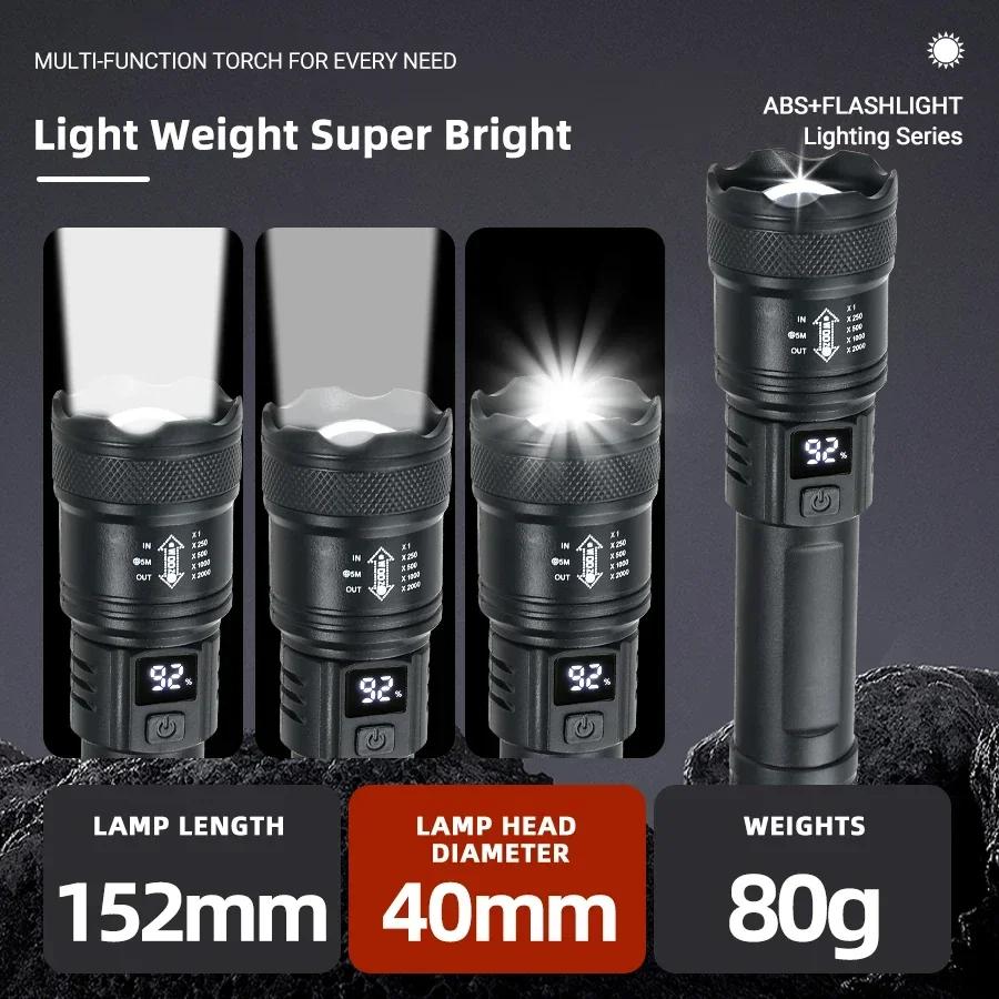 Powerful Tactical Torch High Power LED Flashlight USB Rechargeable Strong Light Lantern Super Long Range Lamp Outdoor Fishing