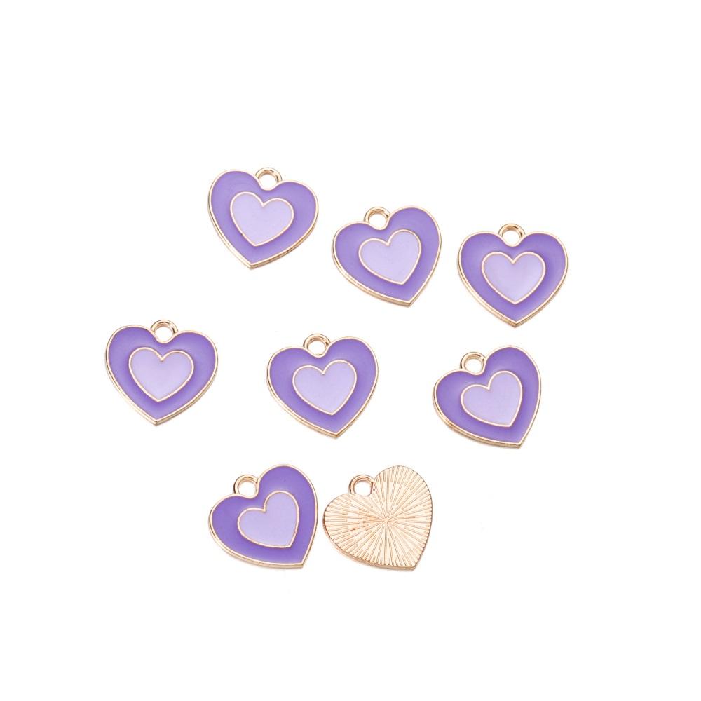 10pcs/bag Colorful Flower Heart Charms Pendants Enamel Metal Necklace Bracelet Charm For DIY Jewelry Making Supplies Accessories