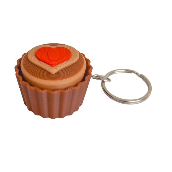 3D-gedruckter Dessert-Klicker-Schlüsselanhänger Stressabbau Cupcake-Dekompressionsknopf Fidget-Schlüsselring Tasche Rucksack Geldbörse Anhänger