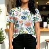 Women's Floral Short Sleeve Top, Casual Relaxed Fit, Soft Comfort Fabric, Versatile for Daily Wear & Coffee Shop Visits