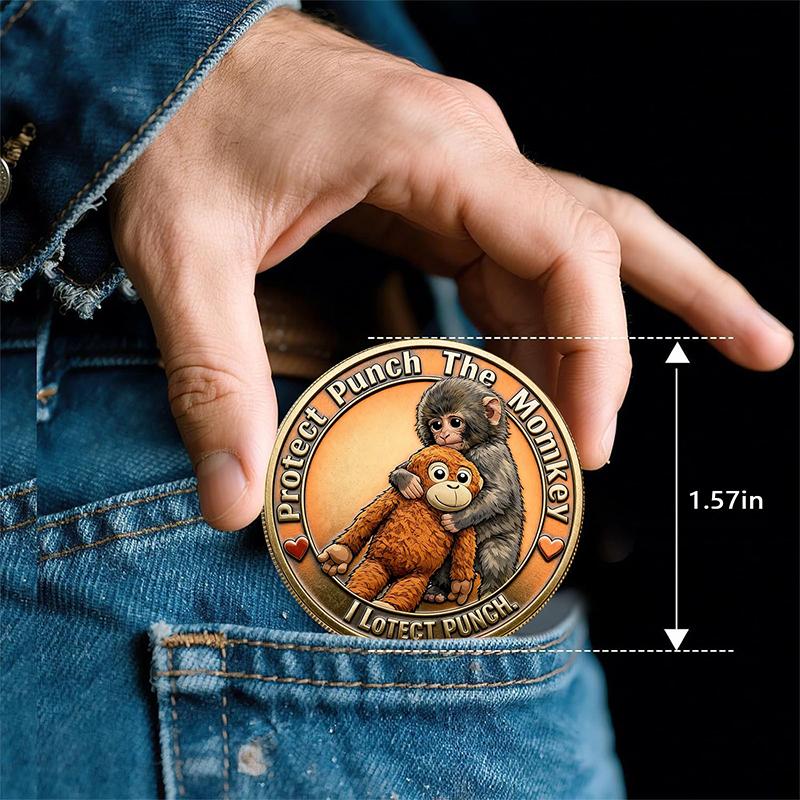 Prote Protect Punch Monkey Coin 3D Embossed Commemorative Figure Metal Collectible Souvenir Home Decoration Children Adults Gift