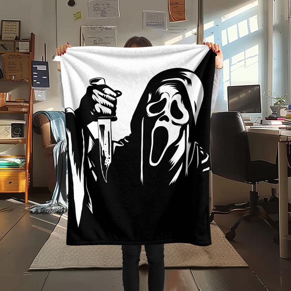 Horrorfilm-Print Flanelldecke, Hohe Qualität, Bequem für alle Jahreszeiten, Heimdekoration, Wärme und Komfort, Perfekt für Weihnachtsgeschenke