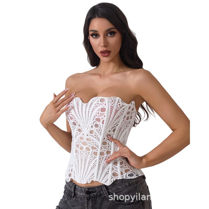 Flower Fairy Bestseller: Irregular Lace Mesh Double Layer Fishbone Court Corset