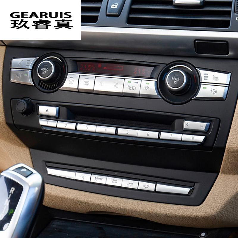 Car Styling Wind Volume Air Conditioning Switch Fan Buttons Covers Trim Stickers For BMW X5 X6 E70 E71 E72 Interior