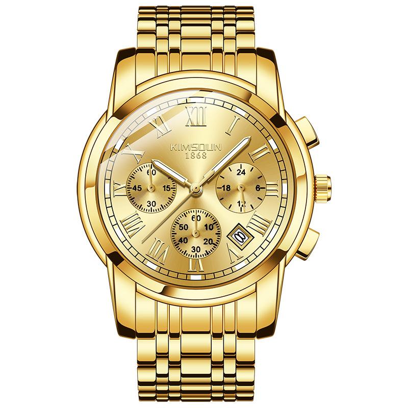 KIMSDUN Herrenuhren Luxus Original Quarz Uhr für Mann Wasserdicht Leuchtend Datum Edelstahl Chronograph Mode