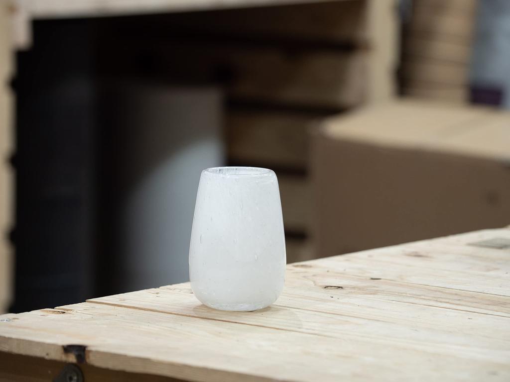 FOYER Flower Vase, White Glass, 10cm H x 7cm W, 2c00025WH