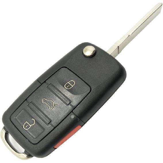 Replacement Key Fob Shell Case fit for VW Volkswagen Jetta Passat Golf Beetle Rabbit GTI CC EOS 4 Buttons Keyless Entry Remote Key Housing with Uncut