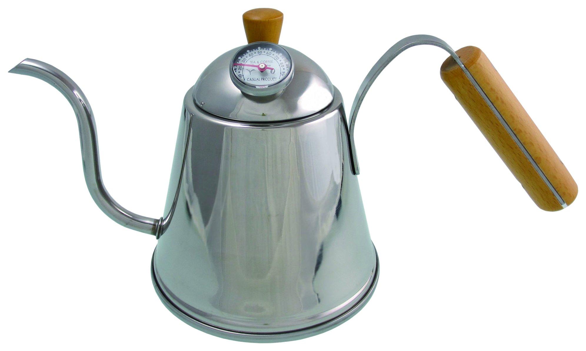 

Aoyoshi CASUAL PRODUCT Bar Drip Pot with Thermometer (510564), Made in Japan, Drip Kettle, Coffee Kettle, Narrow Mouth, Wood Grain Finish