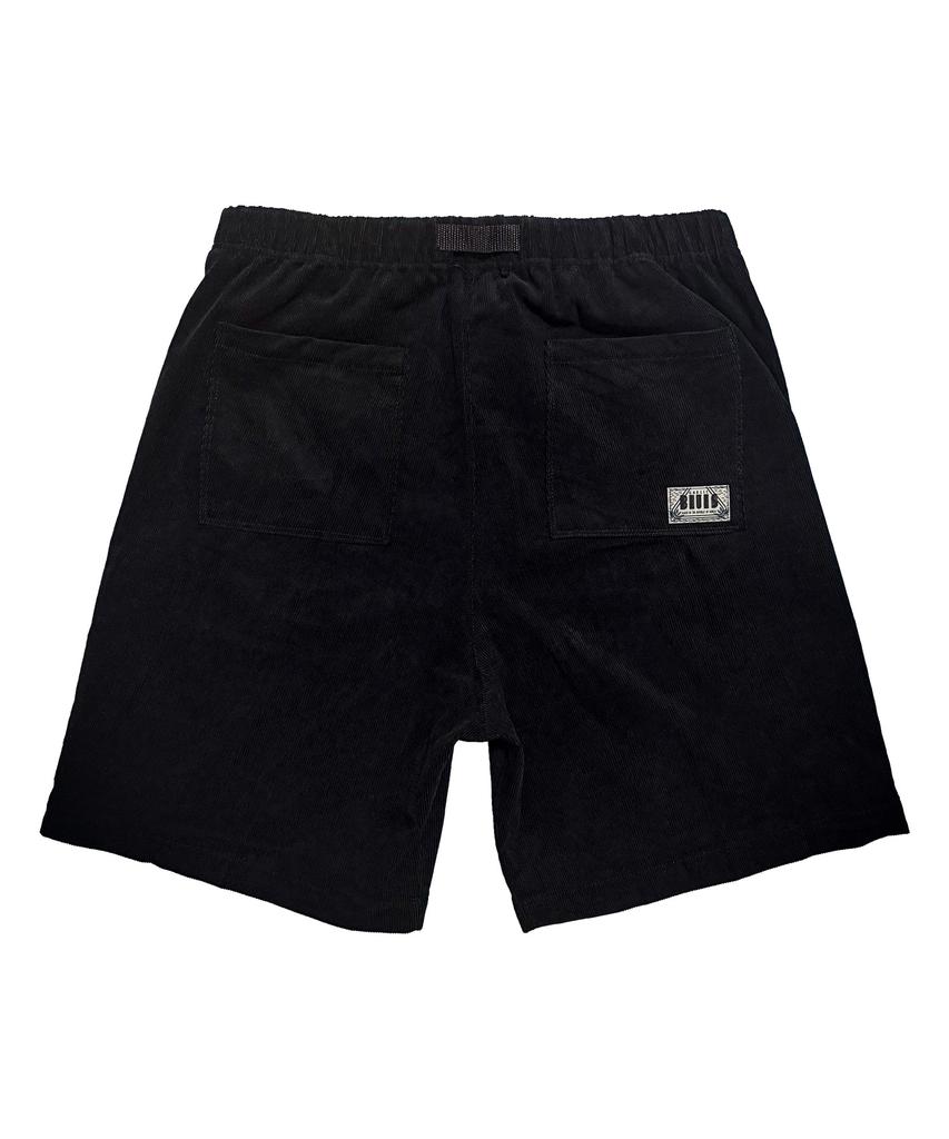Galligbeulluseu Corduroy Belted Fatigue Shorts (Black)