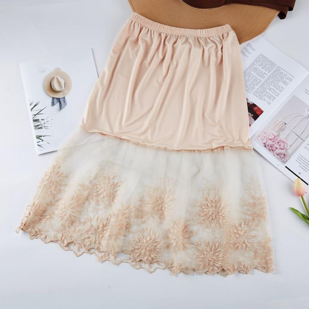 70cm Safety Skirt Petticoat Flower Lining Petticoat Women Soft Lace Underskirt Slips Spring