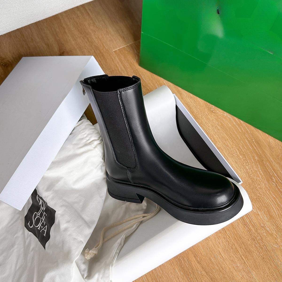 

Женские короткие ботинки осень и зима новые ботинки Smoke Pipe женские толстые ботинки в британском стиле женские одинарные ботинки 40 чёрный