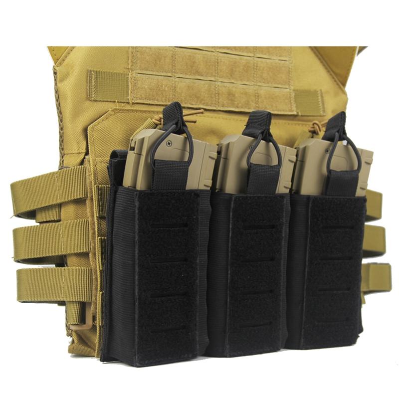 Molle Mag Pouch Tactical Magazine Pouch Elastic Open-Top Triple Mag Pouch Holder Carrier For M4 M14 M16 AK AR