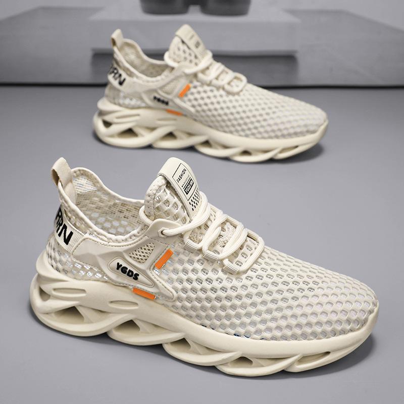 Summer New Daily Running Sports Lace-up Men's Shoes Mesh Mesh Breathable Low-top Blade Bottom Quarter