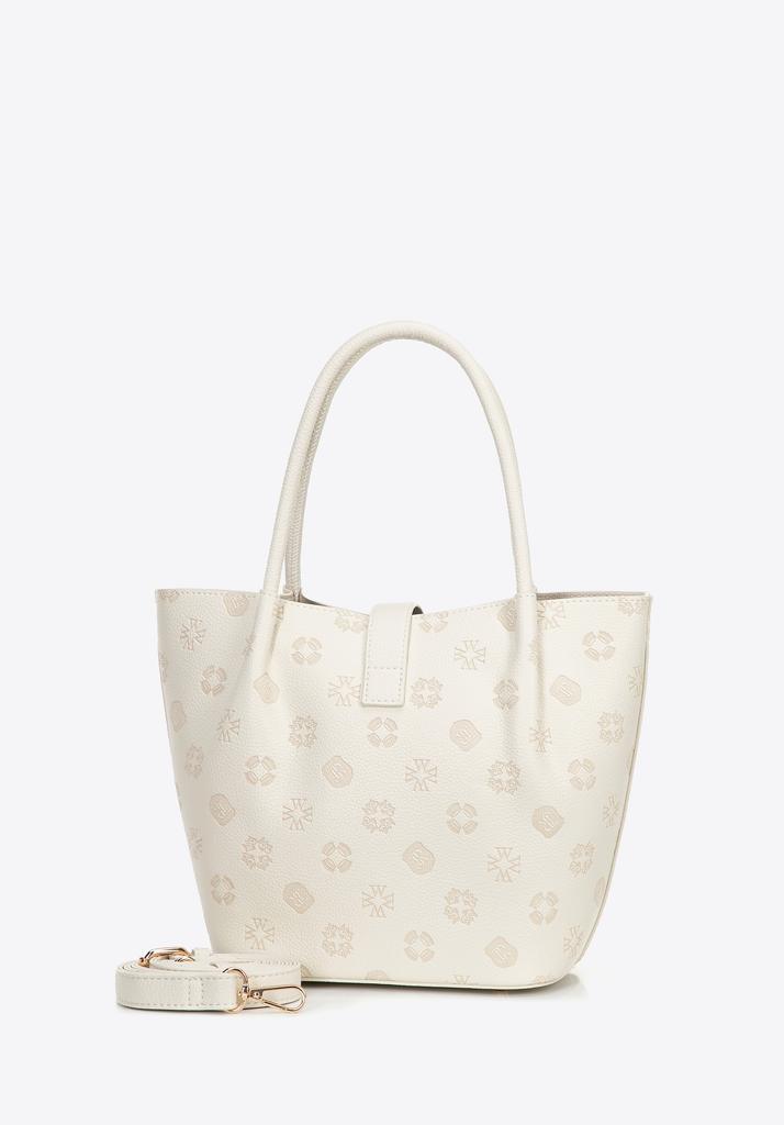 Wittchen Women's Eco-Leather Suitcase With Embossed Signature, Cream, Cream, Eco-Leather