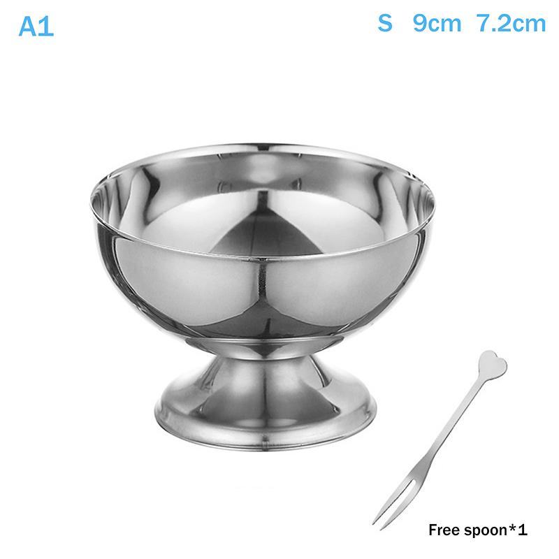 Stainless Steel Ice Cream Cup Gold Silver Safe Salad Cup with Dessert Bowl And Ice Cream Spoon Kitchen Accessory for Household
