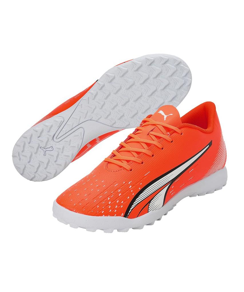 Puma Ultra Play TT 107226 2023 Ultra Size cm Men's Soccer/Futsal Shoes, Spring/Summer Colorway, Orange/Puma White/Blue Glimmer, 25.0