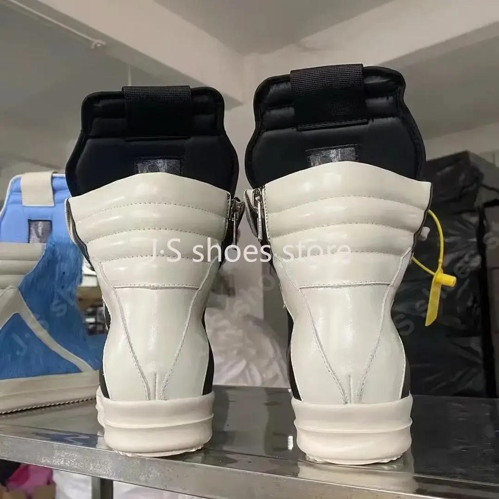 Brand R-o Men Casual Shoe Women Sneaker Black Leather High Top Shoes Lace Up Geobasket Zipper Ankle Boot Sneakers Flat Boots