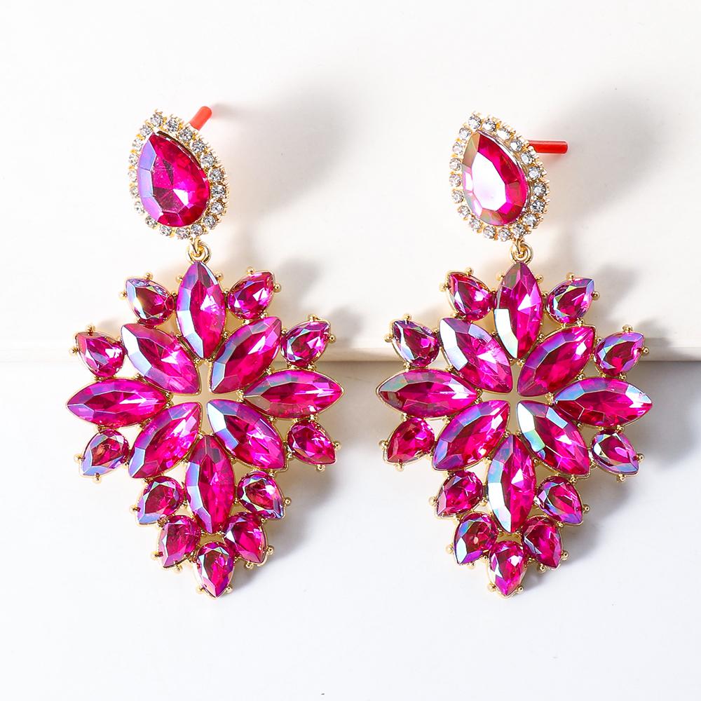 2022 New Products 16 Colors New Rhinestones Jewelry Statement Earrings Big Glass Drop Earrings for Women Fashion Accessories