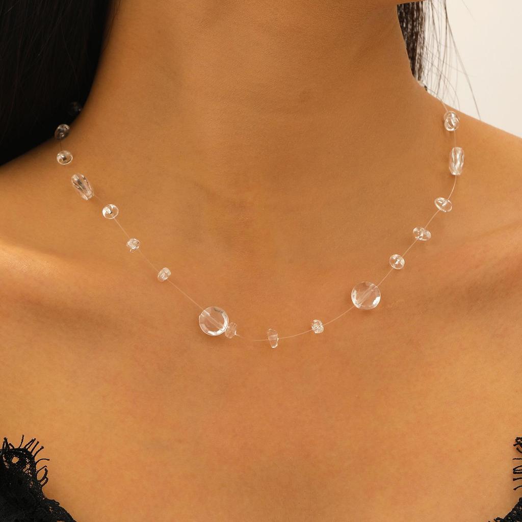 Clear Cool Minimalist Crystal Dewdrop Earrings & Unique Versatile Necklace for Women