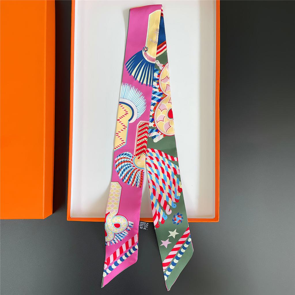 Brand Design Twill 100% Silk Scarf Luxury Fashion Scarf Women Foulard Skinny Bag Scarves New Hot Neckerchief Hair Headband