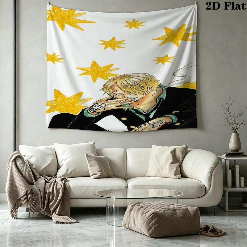One Piece Sanji Wall Tapestry Aesthetic Wall Hanging Printed Fabric Blanket Decorative Tapestries For Bedroom Living Room Home Decor