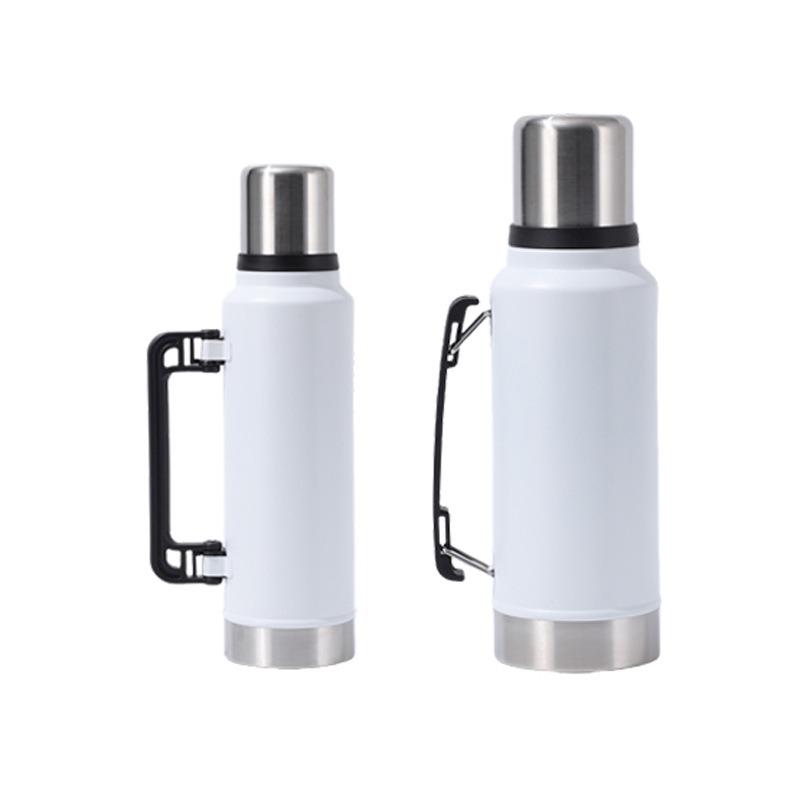 Portable Handle Cycling Water Bottle, 304 Stainless Steel Large Capacity Thermos for Outdoor Sports Hiking Travel 1000/1400ML 1000ML белый