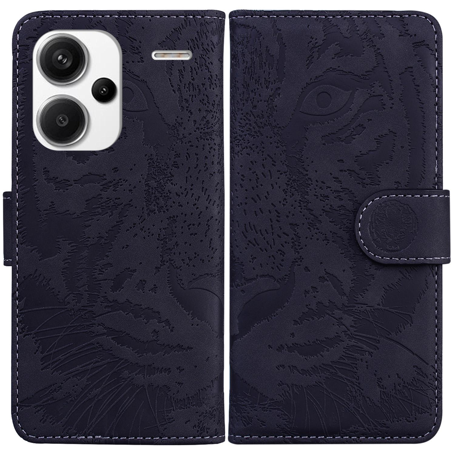 

For Xiaomi Redmi Note 13 Pro+ 5G Wallet Case Tiger Pattern Leather Stand Feature Flip Phone Cover Black