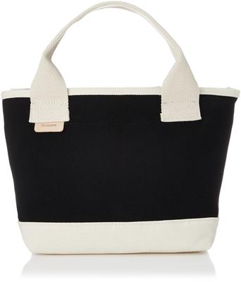 Canvas Mini Tote Bag for Men and Perfect for or [Rename] Women, Insulated, Compact, Commuting, School, Golf, Black/Natural