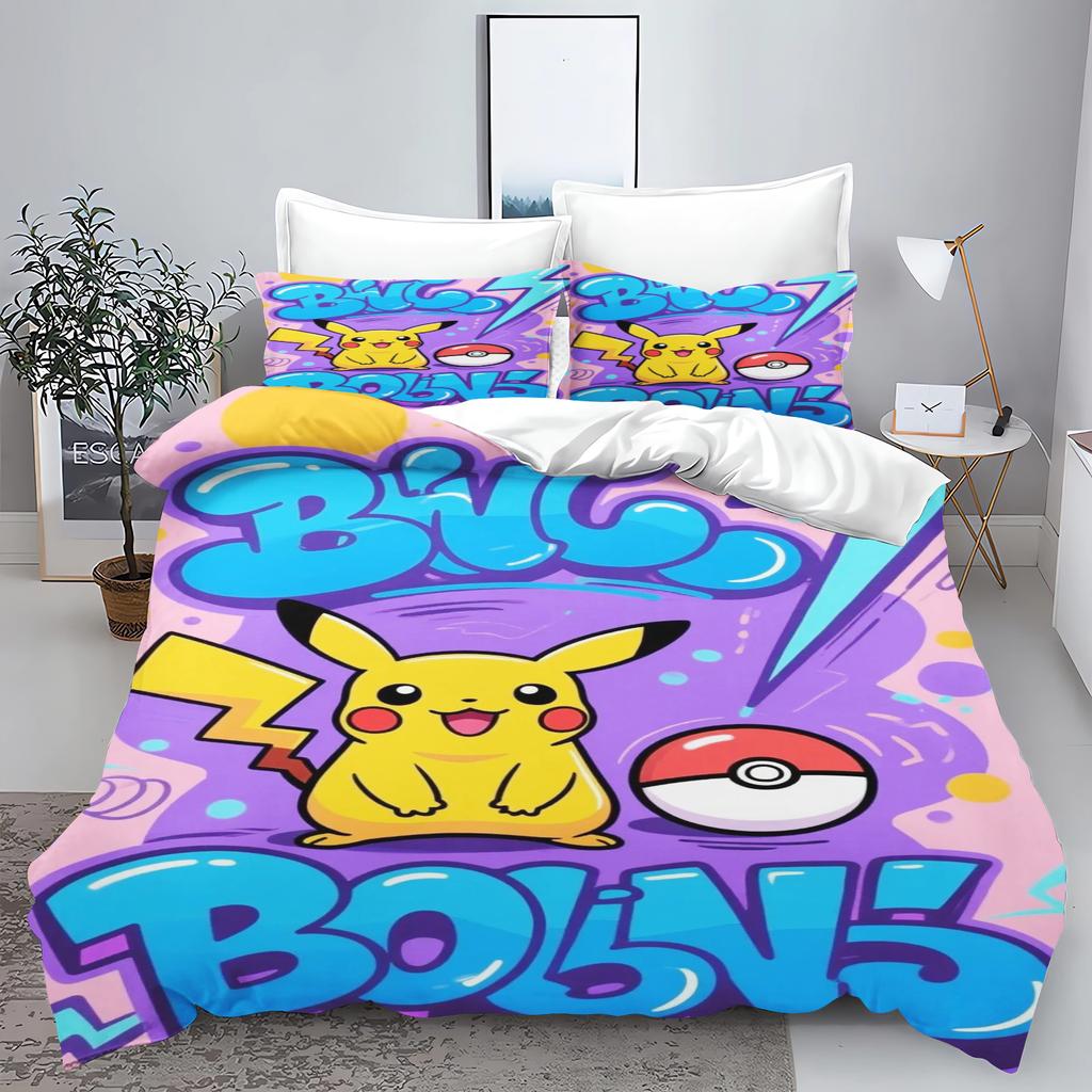 PokéMon Tuya Anime Home Bedroom Comforte Nordic Polyester Material Suitable for Children and Adults 3-piece Set