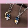 2022 New Stylish Couples Astronaut Necklace Featuring Unique Star And Moon Design In Titanium Steel