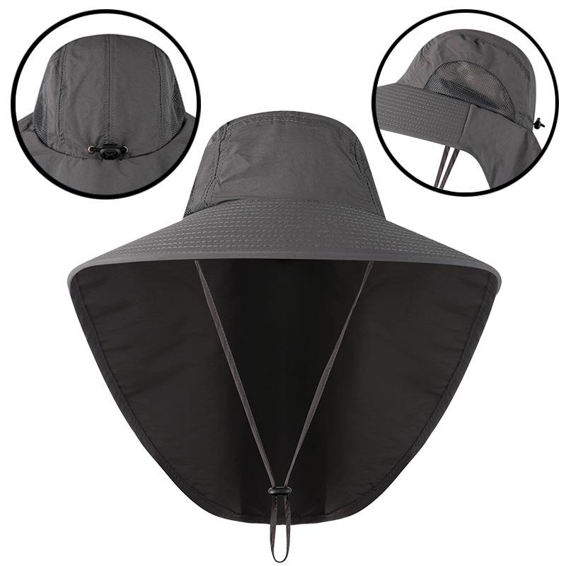 Unisex Quick-Dry Sun Protection Hat with Large Brim and Breathable Neck Guard for Outdoor Fishing and Hiking
