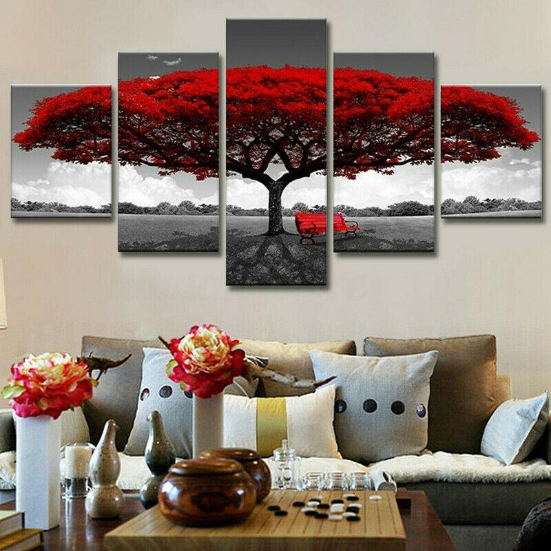 Unframed Modern Red Tree Oil Painting Art Wall Stickers Home Room Decoration Unframed Modern Red Tree Oil Painting Art Wall Stickers Home Room Decoration