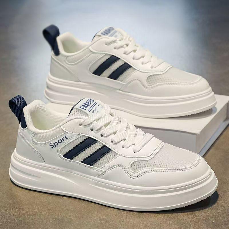 Men‘s Shoes Thick-Soled Mesh Breathable Youth Casual Board Shoes Summer Student Sports White Shoes Men.