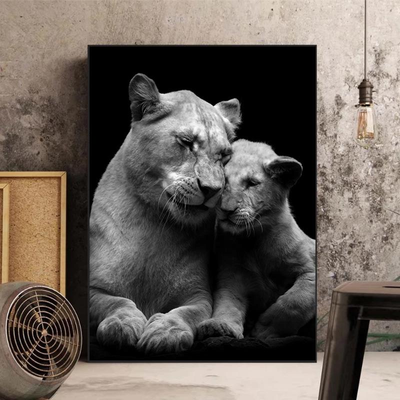 Modern Abstract Animal Lion Bear Leopard Deer Posters and Prints Canvas Painting Wall Art Wild Animals Pictures for Living Home Decor