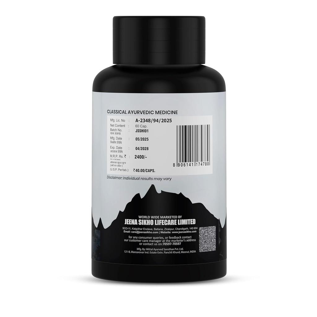 Jeena Sikho Shuddh Shilajit Capsules 500 Mg Fulvic Acid Formula For Energy Strength Stamina 60 Count Daily Use