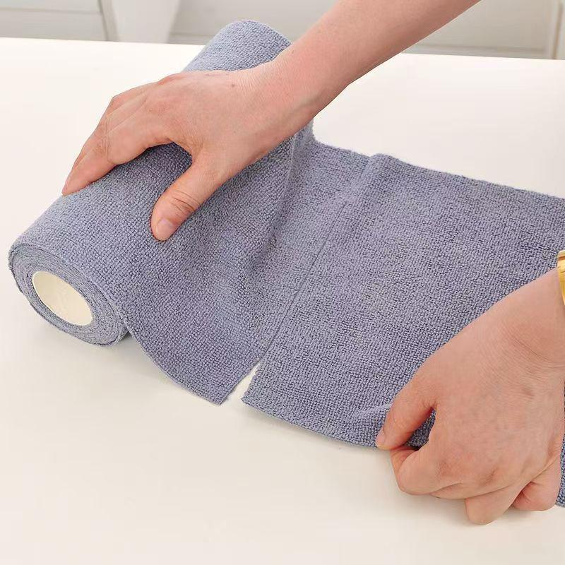 Tear-Off Cleaning Cloth Roll Durable Reusable Dish Towel For Kitchen Greaseproof And Quick Drying Microfiber Hand-Tear Rags