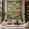 Construction Vehicles (19) Theme Custom Tapestry Personalized Custom Name Text Wall Hanging Tapestry Home Decor Background Cloth