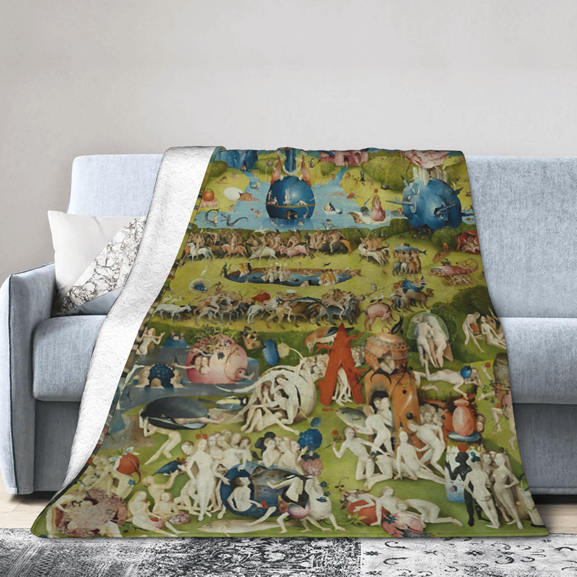 Hieronymus-Bosch The Garden of Earthly Delights Knitted Blanket Velvet Art Super Soft Throw Blanket for Bedspreads Quilt